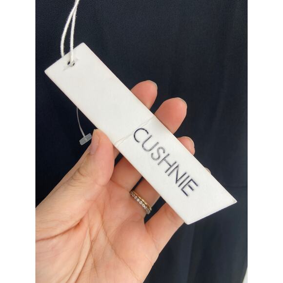 Cushnie Solid Black Sleeveless Plunging Split Flare Leg Jumpsuit Size 8 NWT - Picture 8 of 8